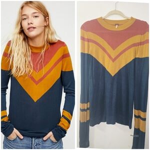 FP Movement by Free People Multicolor Chevron Soft Long Sleeve Top